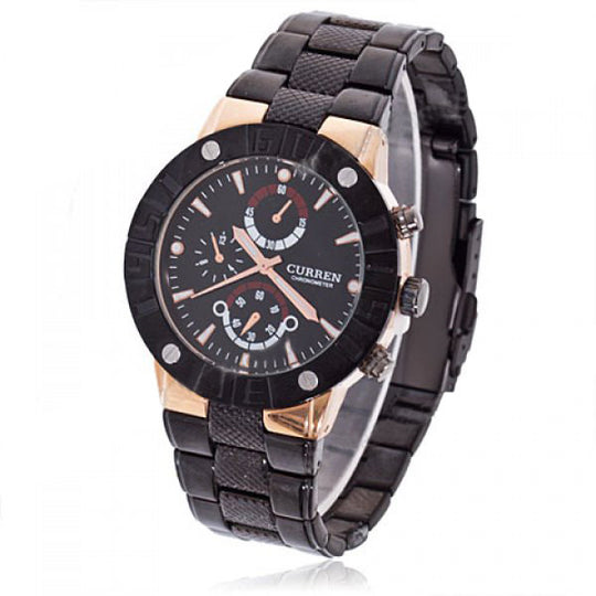 Curren Men s Black Stainless Steel Chronograph with Gold Accents Blac Curren Watches